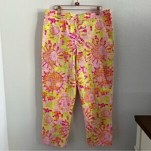 Vintage Lily Pulitzer White Label Multi Color Mosaic Sun Print Crop Pants 10